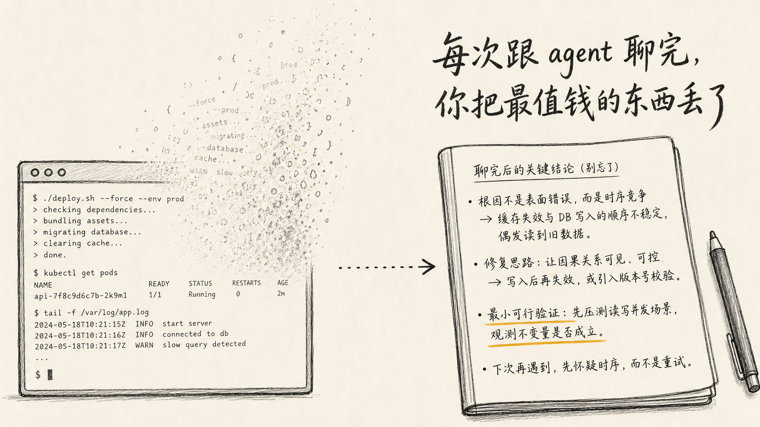 每次跟 agent 聊完，你把最值钱的东西丢了