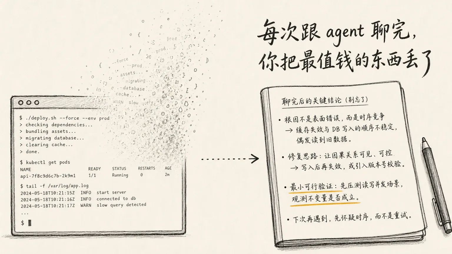 每次跟 agent 聊完，你把最值钱的东西丢了