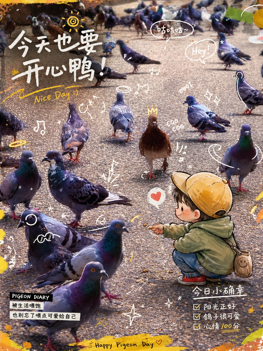 塔佩门喂鸽子
