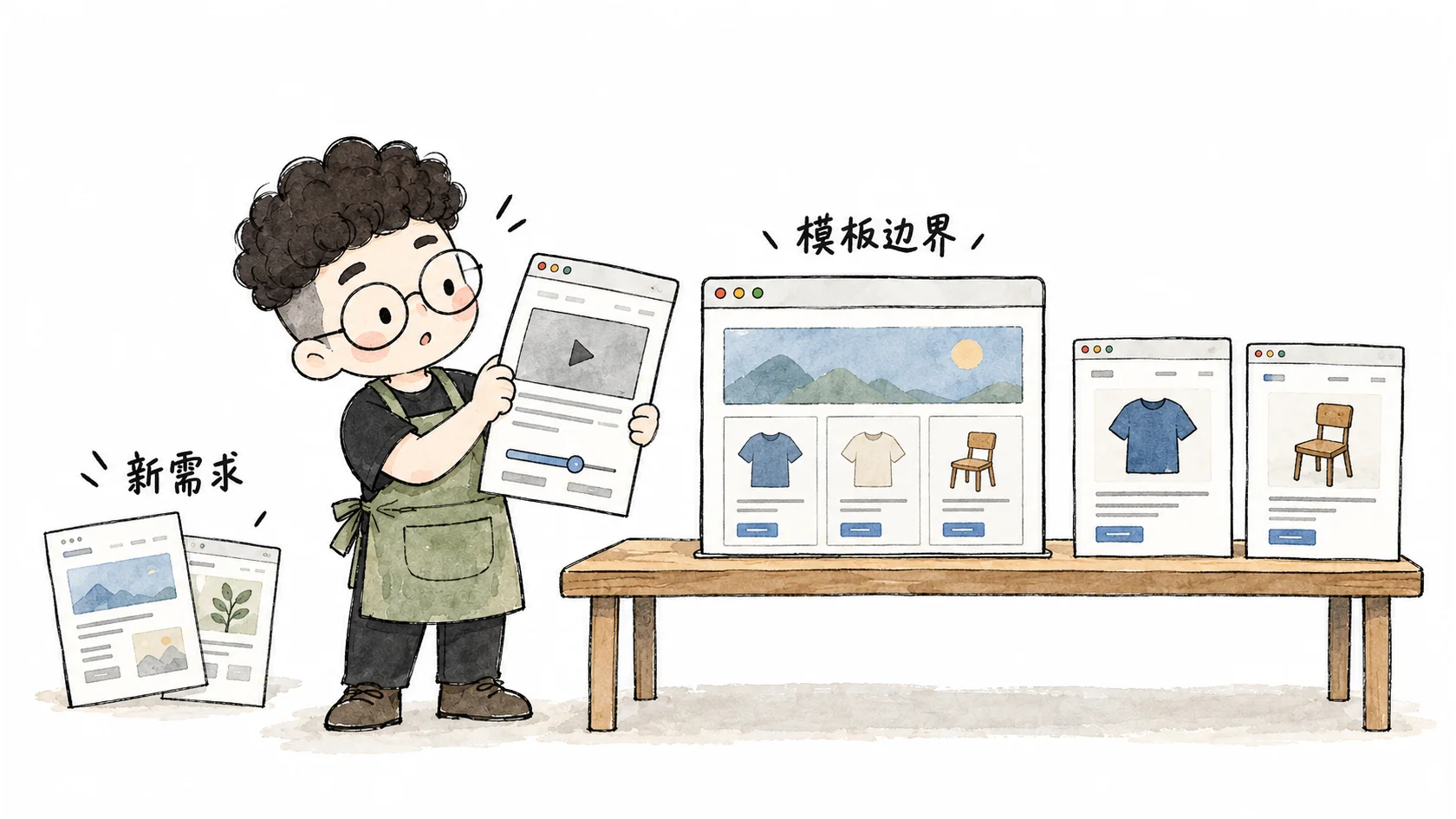 用新的页面需求检查模板边界，保留无法适配的例外