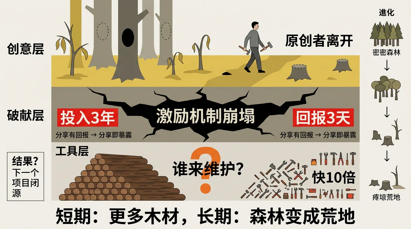 生态分层断裂：森林变成荒地