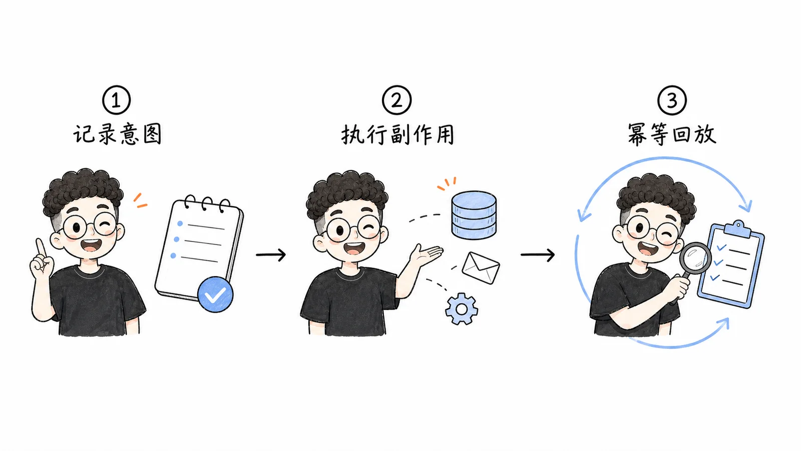 记录意图、执行副作用与幂等回放